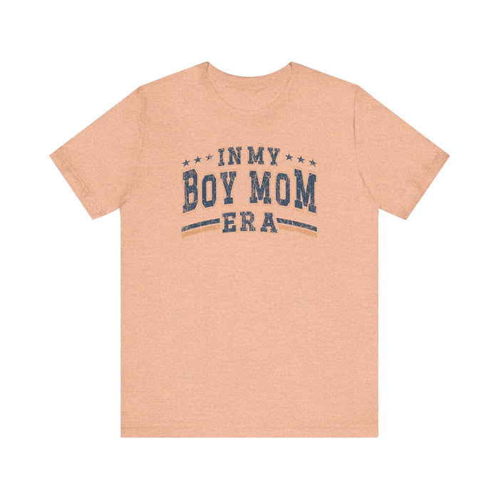 Printify T-Shirt Heather Peach / S In My Boy Mom Era Tee – Comfortable & Stylish Womens Short Sleeve Crewneck Cotton T-Shirt Mom Gift, Mothers Day Gift