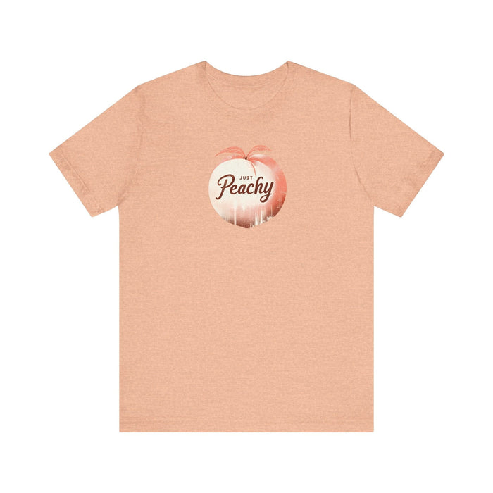 Printify T-Shirt Heather Peach / S Just Peachy Shirt Summer Shirts, Cute Womens Shirt, Retro Summer Shirt, Gifts For Peach Lovers, Summer Vibes Shirt Moms Gift Girlfriend Gift