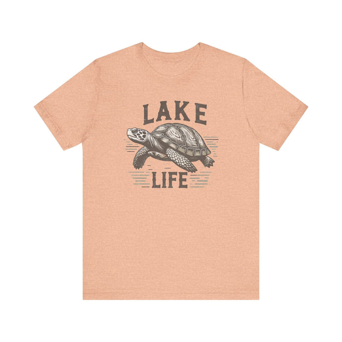 Printify T-Shirt Heather Peach / S Living With The Turtle Lake Life Jersey Short Sleeve Tee - Soft Cotton Classic Nature Great Gift, Husband Gift, Wife Gift Fishing Shirt