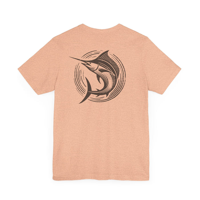 Printify T-Shirt Heather Peach / S Marlin Fishing Shirt: Classic, Comfortable, Unisex Great Gift Adventure, Husband Gift, Wife Gift, Boyfriend Gift, Brother Gift