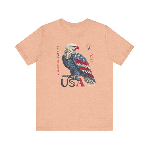 Printify T-Shirt Heather Peach / S PATRIOTIC USA Made in America 1776 Unisex Jersey Short Sleeve Tee 4th of July, Labor Day, Memorial Day