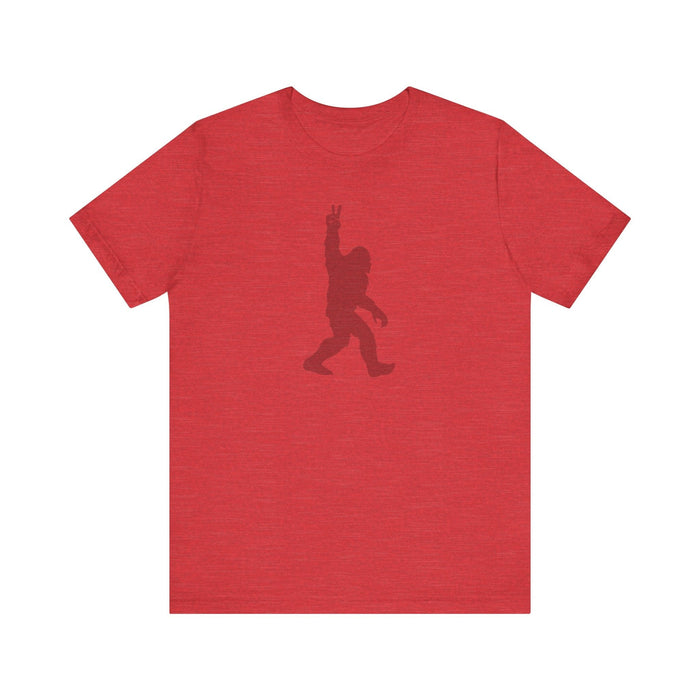 Printify T-Shirt Heather Red / S Bigfoot on the Loose Tee: Unleash Your Inner Adventurer! Mens Gift, Mountain Tshirt, Camping Adventure, Womens Gift