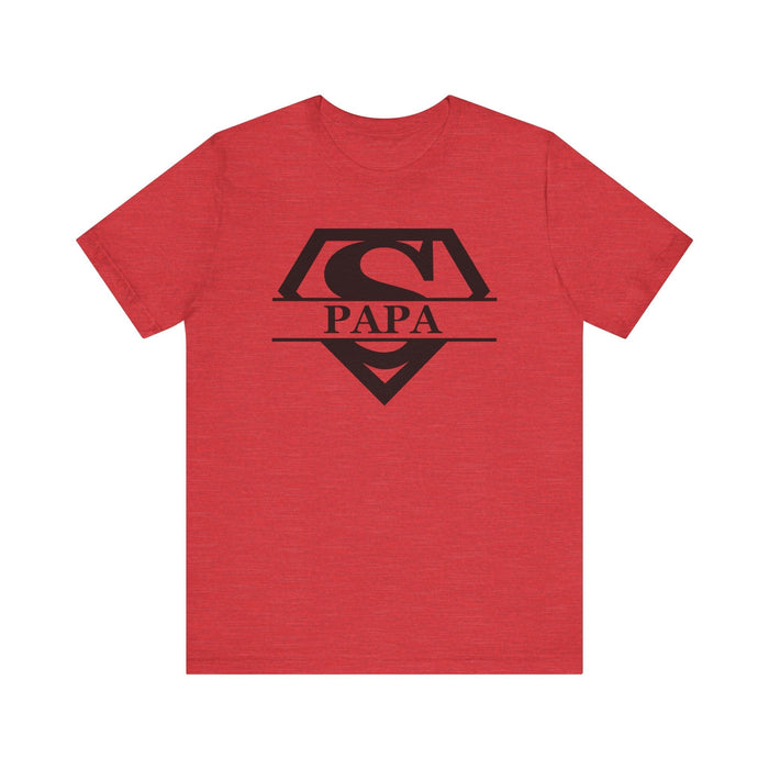 Printify T-Shirt Heather Red / S Super Hero Papa - Unleash Your Super Dad Powers with Style! Great Comfortable Short Sleeve Crewneck Tshirt Great Dad Gift