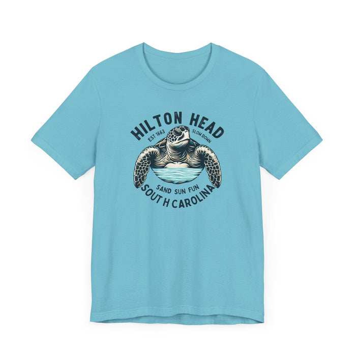 Printify T-Shirt Hilton Head South Carolina Graphic Tee Vacation Shirt Beach Vibes Destination Shirt Great Gift Idea