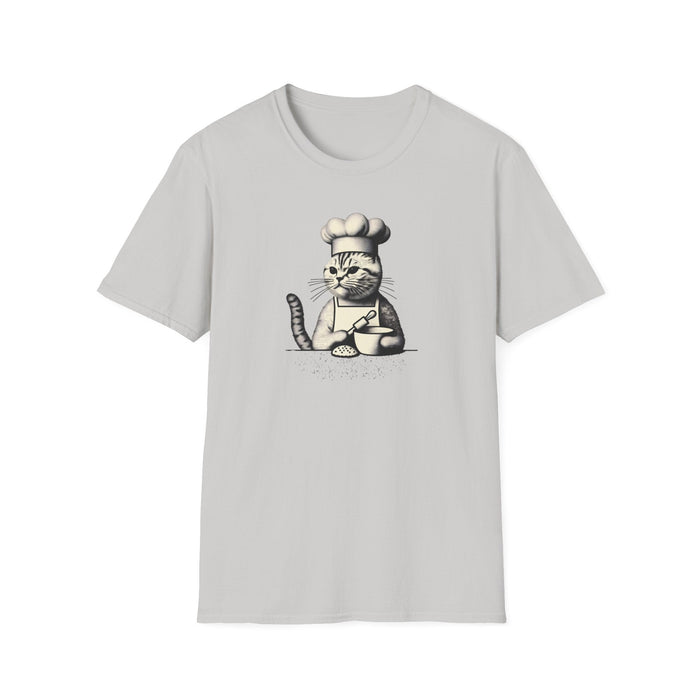 Printify T-Shirt Ice Grey / S Purrfect Chef Culinary Whiskers Adventures Tee | Cat Chef Foodie Lovers, Animal Lovers, Great Gift, Mom Gift, Dad Gift, Graphic Tshirt