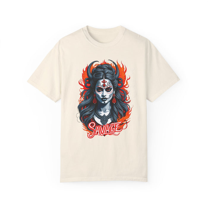 Printify T-Shirt Ivory / S Kali the Destroyer Hindu Goddess SAVAGE Unisex Garment-Dyed T-Shirt Comfort Colors Great Gift Idea Stylish and Trending