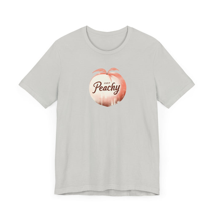 Printify T-Shirt Just Peachy Shirt Summer Shirts, Cute Womens Shirt, Retro Summer Shirt, Gifts For Peach Lovers, Summer Vibes Shirt Moms Gift Girlfriend Gift