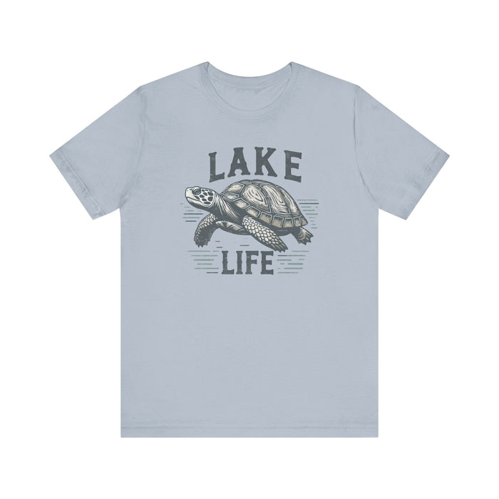 Printify T-Shirt Light Blue / S Living With The Turtle Lake Life Jersey Short Sleeve Tee - Soft Cotton Classic Nature Great Gift, Husband Gift, Wife Gift Fishing Shirt