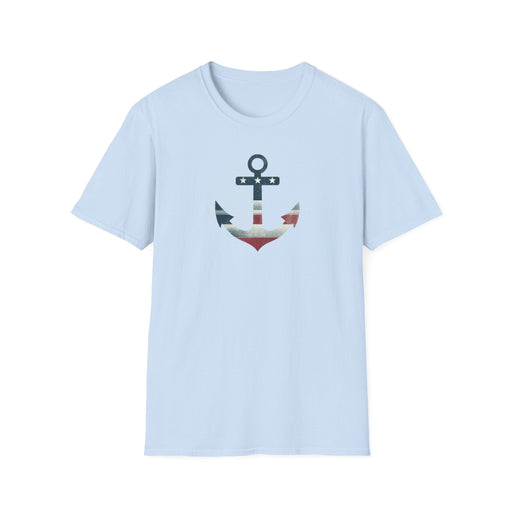 Printify T-Shirt Light Blue / S Patriotic Tee Stylish Nautical Seaside Anchor Tee | Unisex Soft-Style Comfort Shirt Great Gift, Husband Gift, Boyfriend Gift, Boat shirt