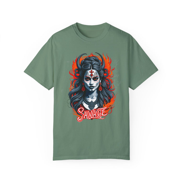 Printify T-Shirt Light Green / S Kali the Destroyer Hindu Goddess SAVAGE Unisex Garment-Dyed T-Shirt Comfort Colors Great Gift Idea Stylish and Trending