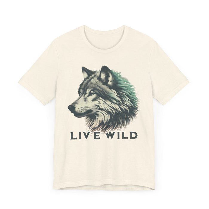 Printify T-Shirt Live Wild Wolf Unisex Jersey Short Sleeve Tee - Soft Cotton Classic Nature Lover Great Gift, Husband Gift, Wife Gift, Camping, Hiking,