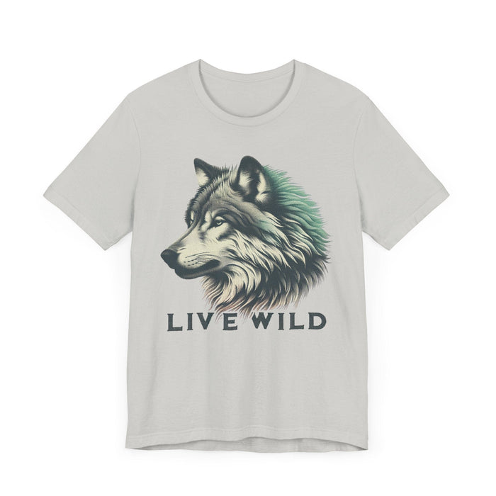 Printify T-Shirt Live Wild Wolf Unisex Jersey Short Sleeve Tee - Soft Cotton Classic Nature Lover Great Gift, Husband Gift, Wife Gift, Camping, Hiking,