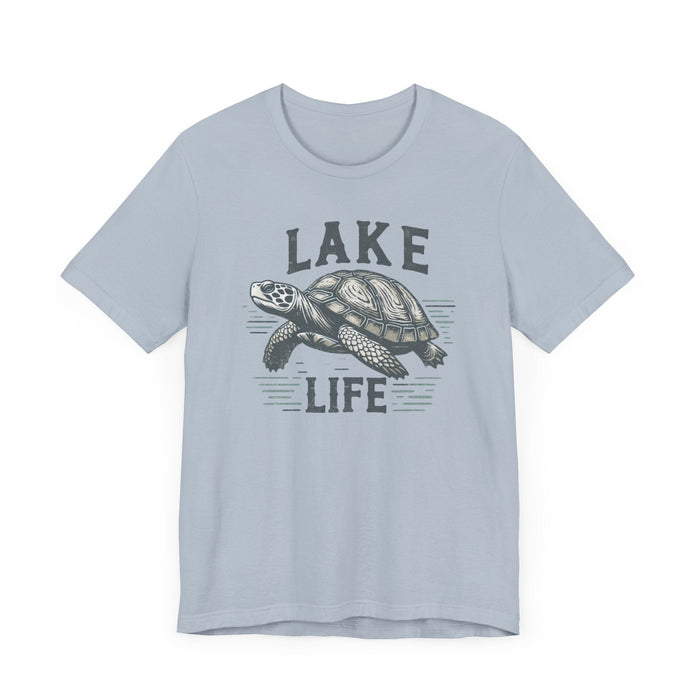 Printify T-Shirt Living With The Turtle Lake Life Jersey Short Sleeve Tee - Soft Cotton Classic Nature Great Gift, Husband Gift, Wife Gift Fishing Shirt