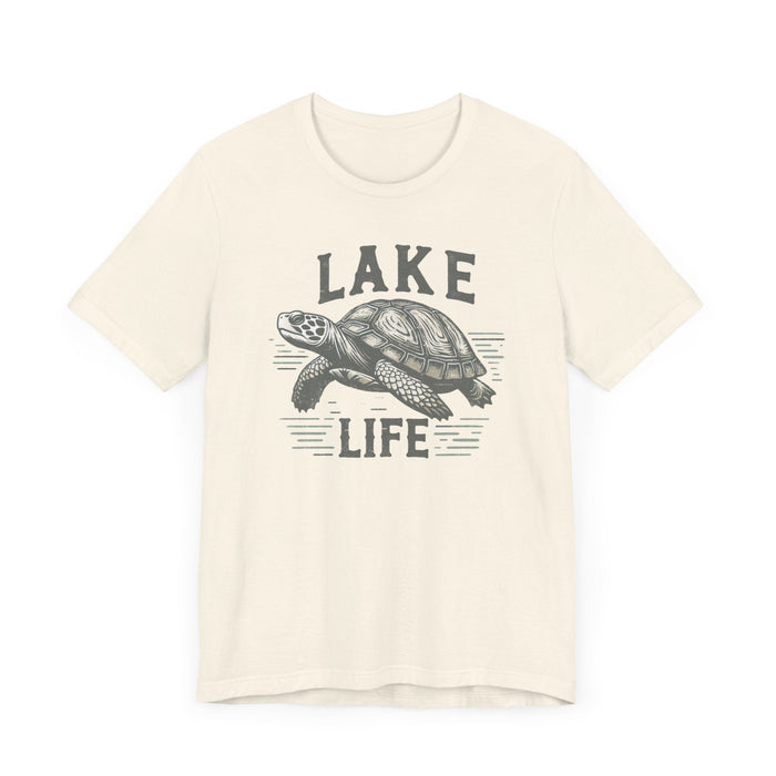 Printify T-Shirt Living With The Turtle Lake Life Jersey Short Sleeve Tee - Soft Cotton Classic Nature Great Gift, Husband Gift, Wife Gift Fishing Shirt