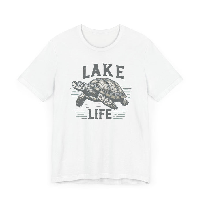 Printify T-Shirt Living With The Turtle Lake Life Jersey Short Sleeve Tee - Soft Cotton Classic Nature Great Gift, Husband Gift, Wife Gift Fishing Shirt