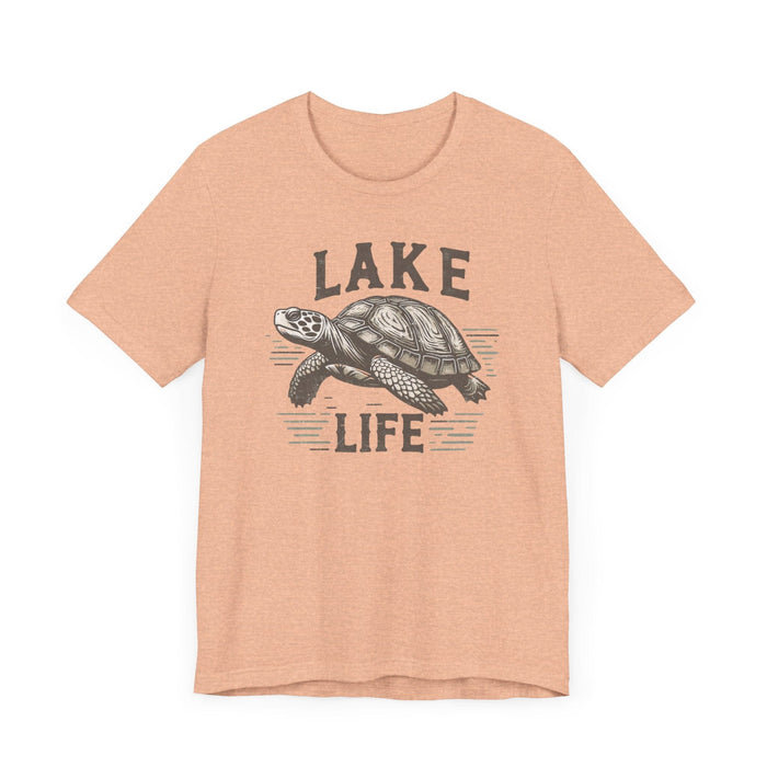 Printify T-Shirt Living With The Turtle Lake Life Jersey Short Sleeve Tee - Soft Cotton Classic Nature Great Gift, Husband Gift, Wife Gift Fishing Shirt