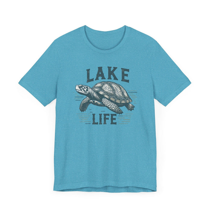 Printify T-Shirt Living With The Turtle Lake Life Jersey Short Sleeve Tee - Soft Cotton Classic Nature Great Gift, Husband Gift, Wife Gift Fishing Shirt