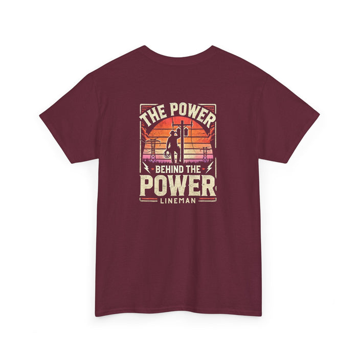 Printify T-Shirt Maroon / S Lineman Graphic Unisex Heavy Cotton Tee | Great Gift for Linemen