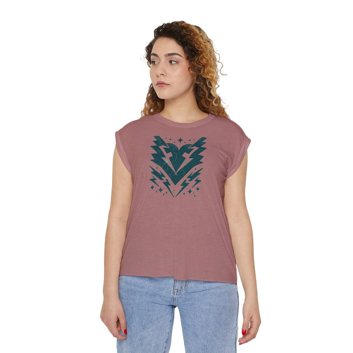 Printify T-Shirt Mauve / S Lightning Bolt Heart Women's Muscle Tee: Sporty Style with a Touch of Edge Tshirt