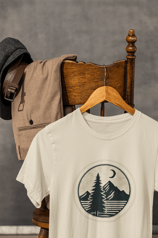 Printify T-Shirt Men's Retro Tree Graphic T-Shirt Mountain Outdoor Trail Nature Shirt Great Christmas Gift Fathers Day Gift