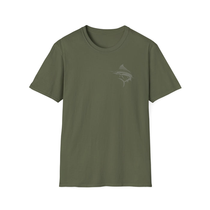 Printify T-Shirt Military Green / S Big Game Fishing T-Shirt | Unisex Soft-Style Comfort Tee Husband Gift, Marlin Tshirt, Boyfriend Gift, Wife Gift, Girlfriend Gift, Nautical