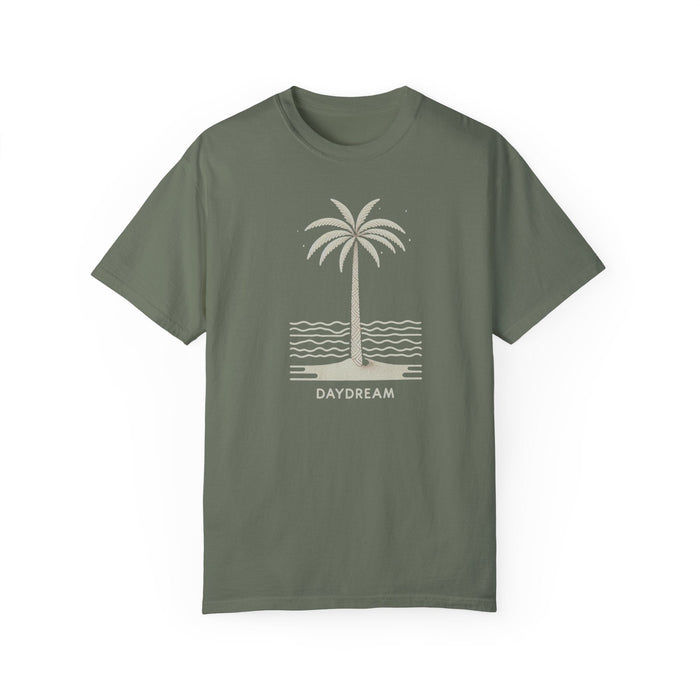 Printify T-Shirt Moss / S Daydreaming Under The Palms Comfort Colors 1717 Tee Beach Shirt, Great Gift, Sister Gift, Wife Gift, Mom Gift, Mothers Day Gift Unisex