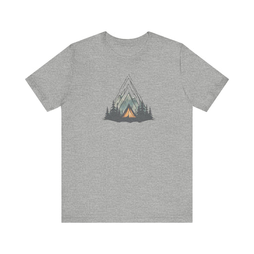 Printify T-Shirt Mountain Escape Camping Unisex Jersey Short Sleeve Tee Crewneck Tshirt Husband Gift, Wife Gift, Brother Gift, Sister Gift, Boyfriend Gift