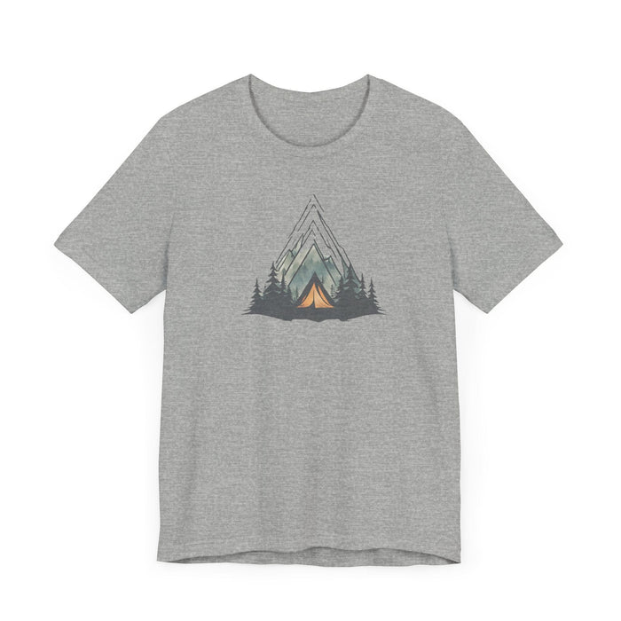 Printify T-Shirt Mountain Escape Camping Unisex Jersey Short Sleeve Tee Crewneck Tshirt Husband Gift, Wife Gift, Brother Gift, Sister Gift, Boyfriend Gift