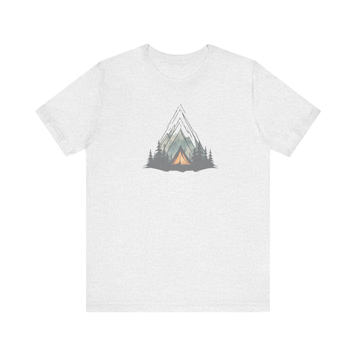 Printify T-Shirt Mountain Escape Camping Unisex Jersey Short Sleeve Tee Crewneck Tshirt Husband Gift, Wife Gift, Brother Gift, Sister Gift, Boyfriend Gift