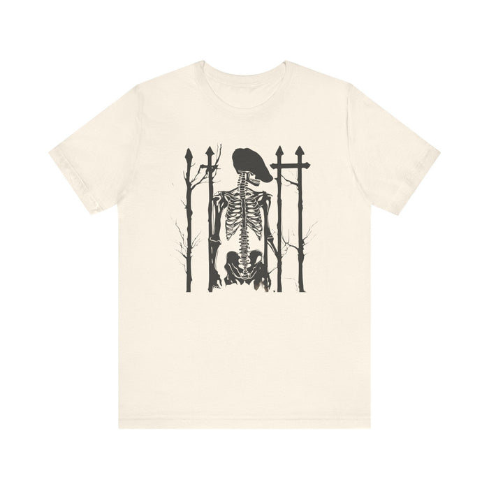 Printify T-Shirt Natural / S Final Resting Place Skeleton in Graveyard Unisex Jersey Short Sleeve Tee Mens Gift Boyfriend Gift Grunge Gothic Cotton Tshirt