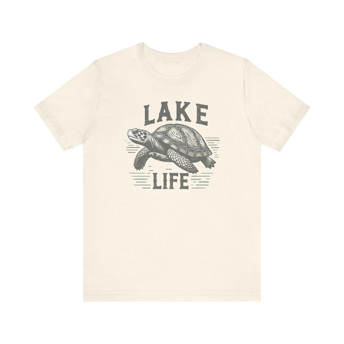 Printify T-Shirt Natural / S Living With The Turtle Lake Life Jersey Short Sleeve Tee - Soft Cotton Classic Nature Great Gift, Husband Gift, Wife Gift Fishing Shirt