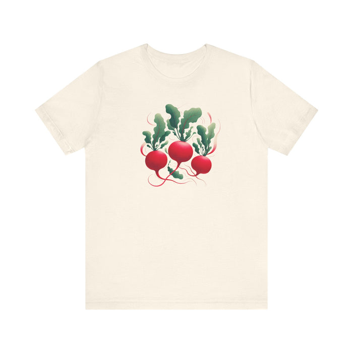 Printify T-Shirt Natural / S Radish Graphic Tee, Vegetable Screen Print Shirt, Clothing Foodie Gift Graphic Tshirt