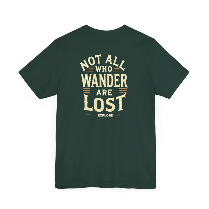 Printify T-Shirt Not All Who Wander Are Lost Unisex Adventure Jersey Tee Soft Cotton Short Sleeve Camping Hiking Tshirt