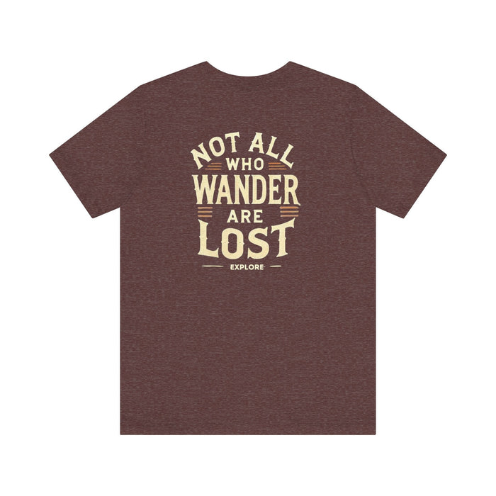 Printify T-Shirt Not All Who Wander Are Lost Unisex Adventure Jersey Tee Soft Cotton Short Sleeve Camping Hiking Tshirt