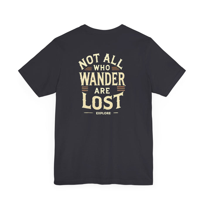 Printify T-Shirt Not All Who Wander Are Lost Unisex Adventure Jersey Tee Soft Cotton Short Sleeve Camping Hiking Tshirt