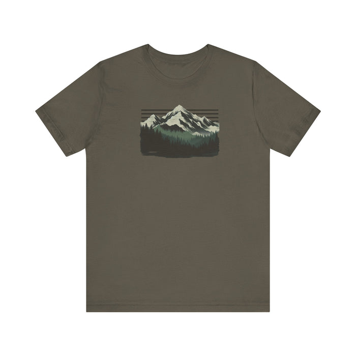 Printify T-Shirt Outdoors Mountain Peaks Unisex Jersey Tee Great Gift Husband Gift Wife Gift, Camping, Hiking, Boyfriend Gift, Girlfriend Gift, Camping Shirt