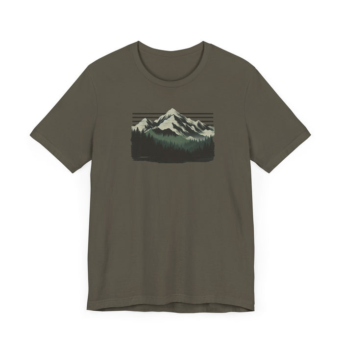 Printify T-Shirt Outdoors Mountain Peaks Unisex Jersey Tee Great Gift Husband Gift Wife Gift, Camping, Hiking, Boyfriend Gift, Girlfriend Gift, Camping Shirt