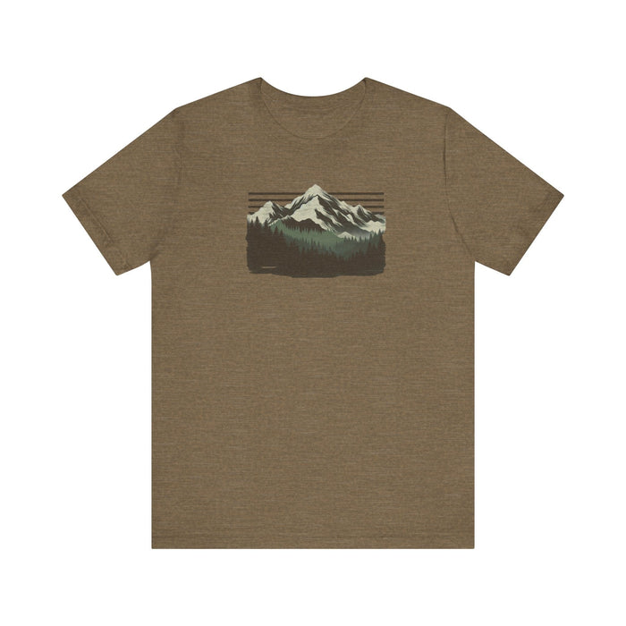 Printify T-Shirt Outdoors Mountain Peaks Unisex Jersey Tee Great Gift Husband Gift Wife Gift, Camping, Hiking, Boyfriend Gift, Girlfriend Gift, Camping Shirt