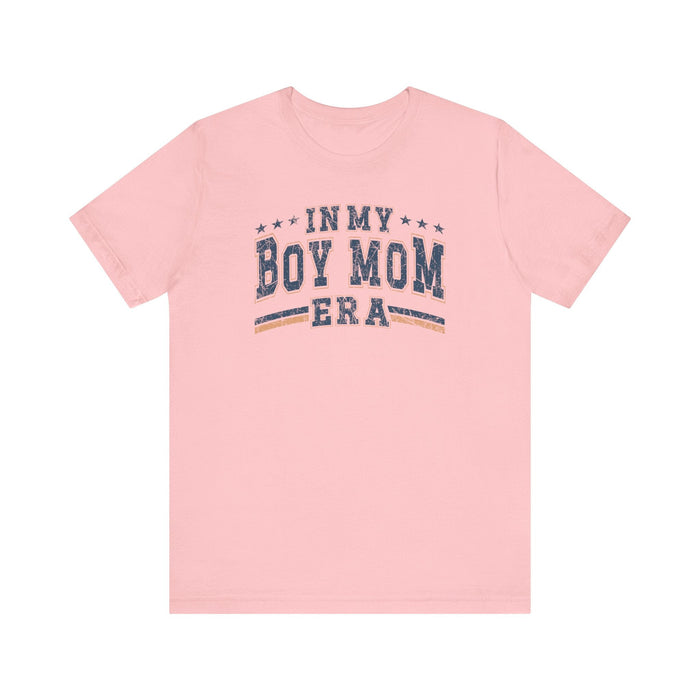 Printify T-Shirt Pink / S In My Boy Mom Era Tee – Comfortable & Stylish Womens Short Sleeve Crewneck Cotton T-Shirt Mom Gift, Mothers Day Gift