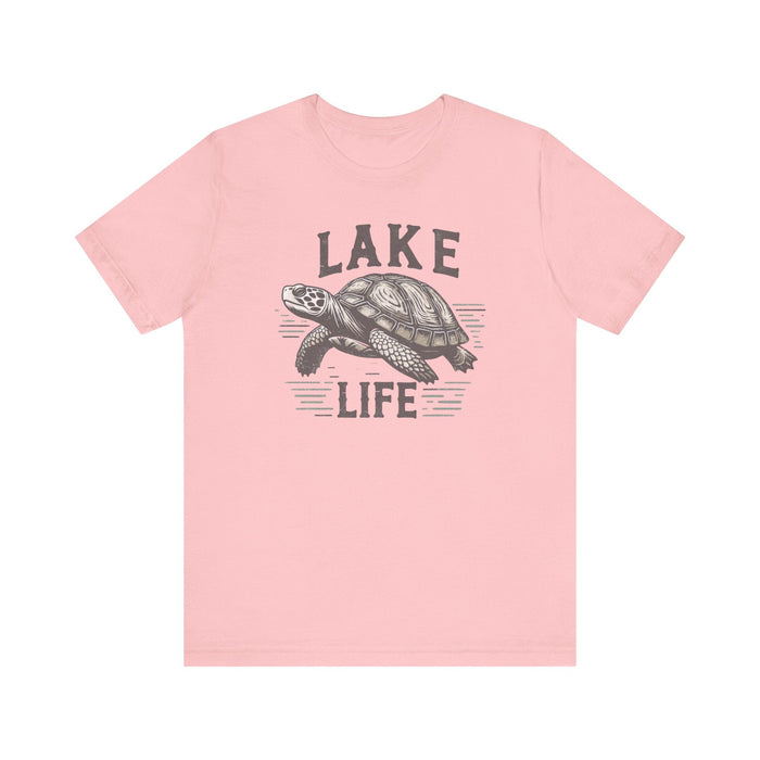 Printify T-Shirt Pink / S Living With The Turtle Lake Life Jersey Short Sleeve Tee - Soft Cotton Classic Nature Great Gift, Husband Gift, Wife Gift Fishing Shirt