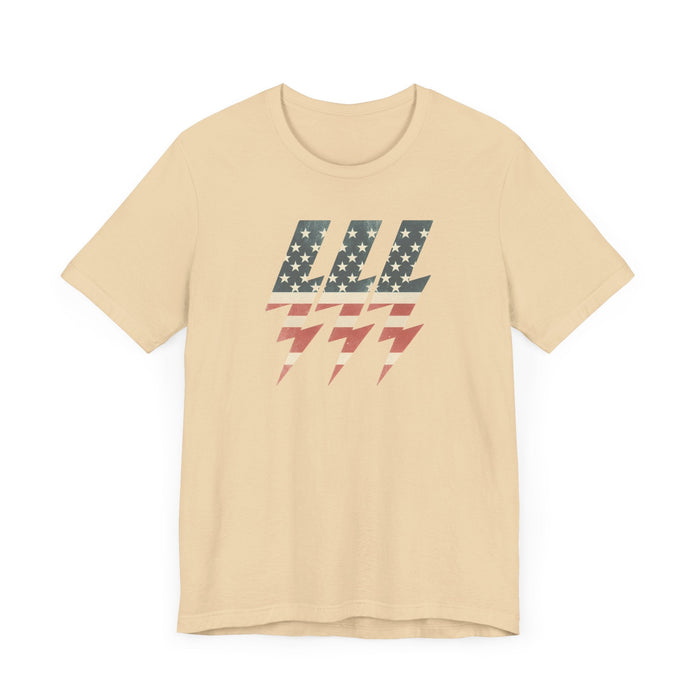 Printify T-Shirt Power of Freedom Patriotic Lightning Bolt T-Shirt | Classic Unisex Fit 4th of July, Memorial Day, Labor Day, Great Gift