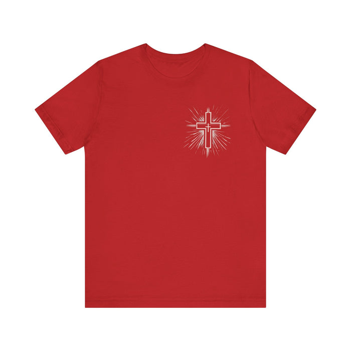 Printify T-Shirt Red / S Classic Unisex Jersey Tee with Cross on the Chest: Comfortable & Stylish Tshirt