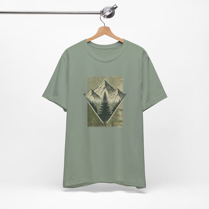 Printify T-Shirt Sage / XS Men's Retro Tree Graphic T-Shirt Outdoor Trail Nature Shirt Mountainscape Camping Shirt Christmas Gift Fathers Day Gift