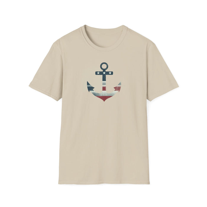 Printify T-Shirt Sand / S Patriotic Tee Stylish Nautical Seaside Anchor Tee | Unisex Soft-Style Comfort Shirt Great Gift, Husband Gift, Boyfriend Gift, Boat shirt