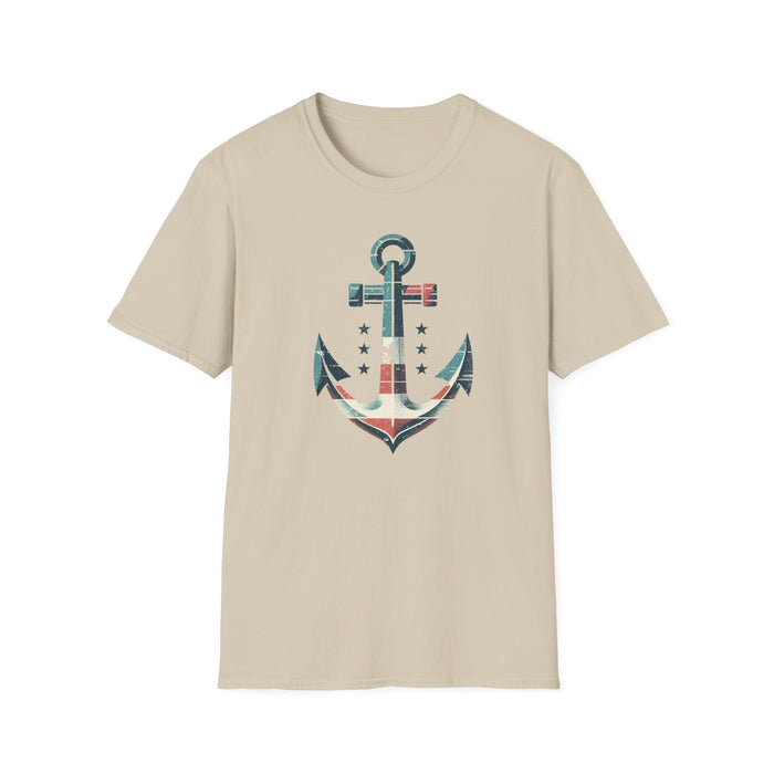 Printify T-Shirt Sand / S Patriotic Tee Stylish Nautical Seaside Anchor Tee | Unisex Soft-Style Comfort Shirt Great Gift, Husband Gift, Boyfriend Gift, Boat shirt