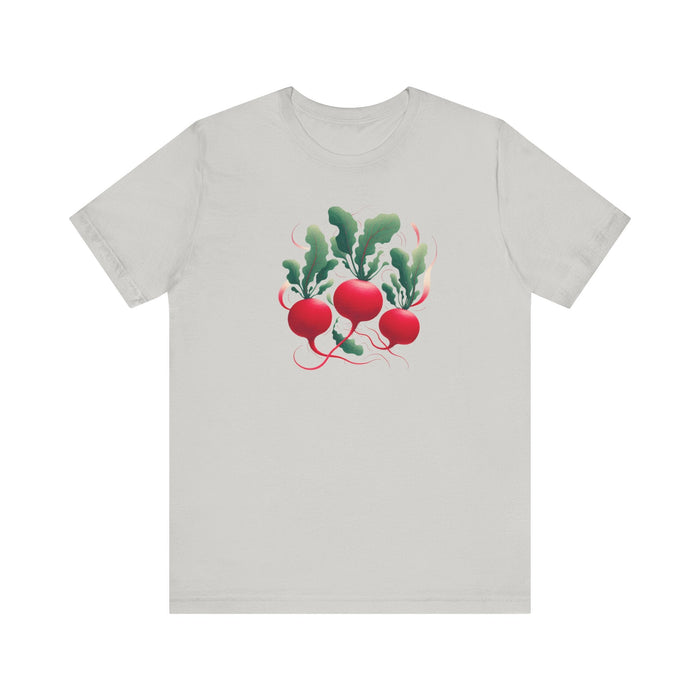 Printify T-Shirt Silver / S Radish Graphic Tee, Vegetable Screen Print Shirt, Clothing Foodie Gift Graphic Tshirt