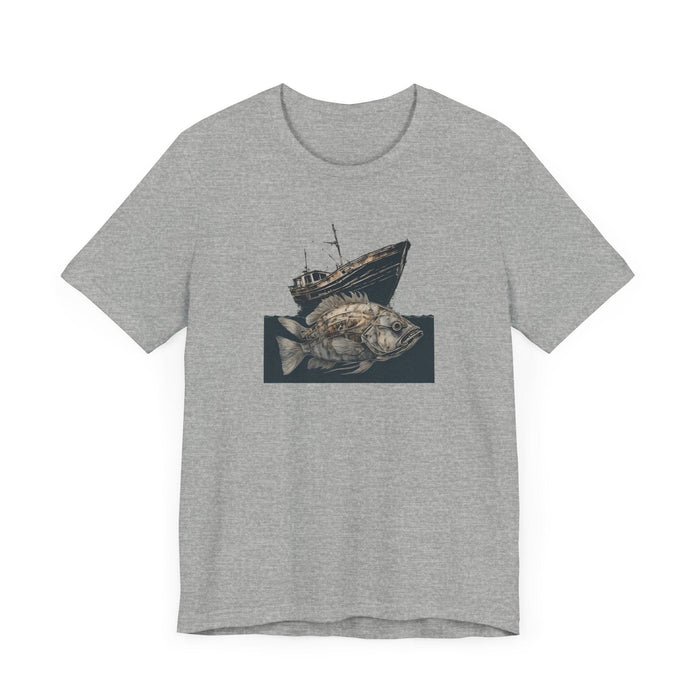 Printify T-Shirt Skeletons of the Deep Bass and Shipwreck Chronicles Unisex Jersey Short Sleeve Tee Mens Tshirt Fishing Tshirt Wildlife Adventure Gift Idea