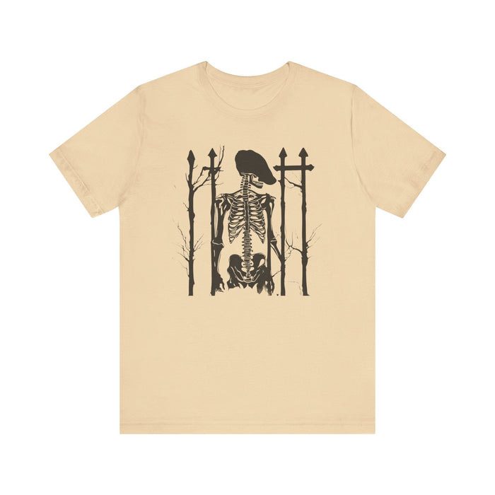 Printify T-Shirt Soft Cream / S Final Resting Place Skeleton in Graveyard Unisex Jersey Short Sleeve Tee Mens Gift Boyfriend Gift Grunge Gothic Cotton Tshirt