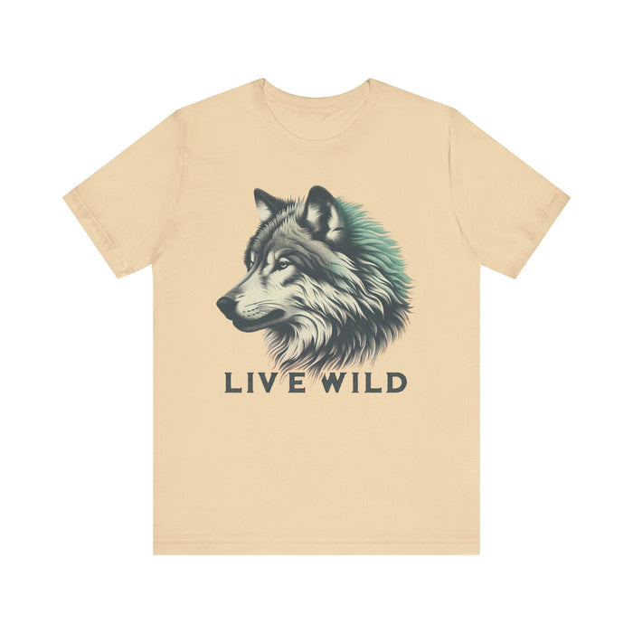 Printify T-Shirt Soft Cream / S Live Wild Wolf Unisex Jersey Short Sleeve Tee - Soft Cotton Classic Nature Lover Great Gift, Husband Gift, Wife Gift, Camping, Hiking,