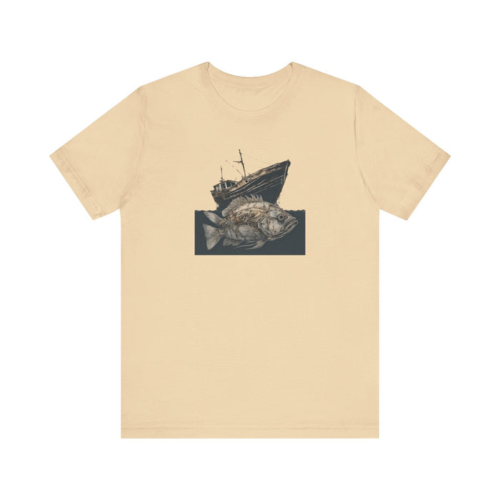 Printify T-Shirt Soft Cream / S Skeletons of the Deep Bass and Shipwreck Chronicles Unisex Jersey Short Sleeve Tee Mens Tshirt Fishing Tshirt Wildlife Adventure Gift Idea